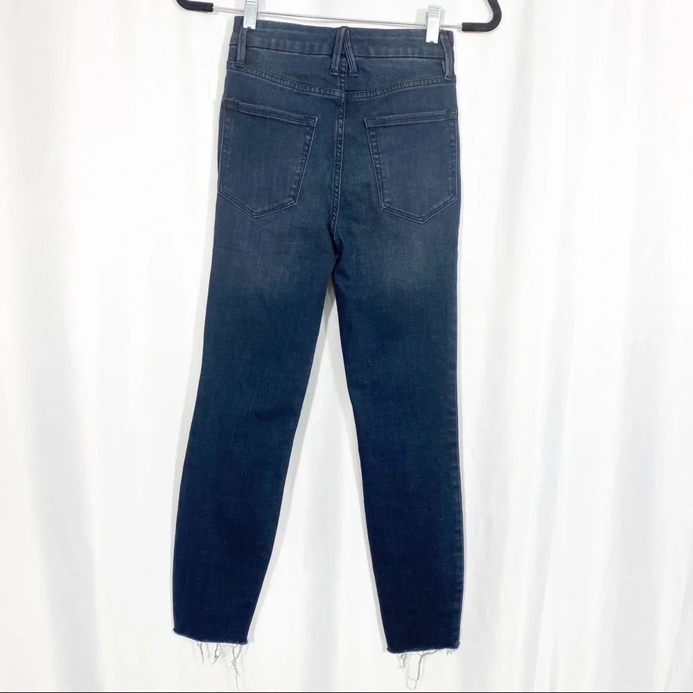 Good American Good Waist Crop High Rise Raw Hem Skinny Jeans Blue631